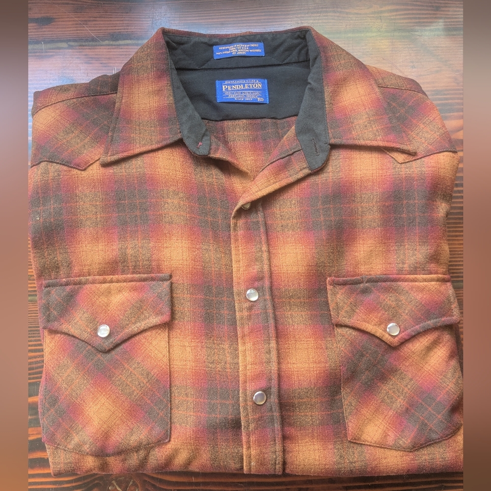 Pendleton 100% Wool Plaid Western Snap Shirt Jacket – Size XL